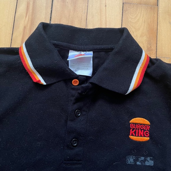 Burger King Black Polo Shirt Short Sleeve Embroidered Logo Unisex Medium - Picture 9 of 9